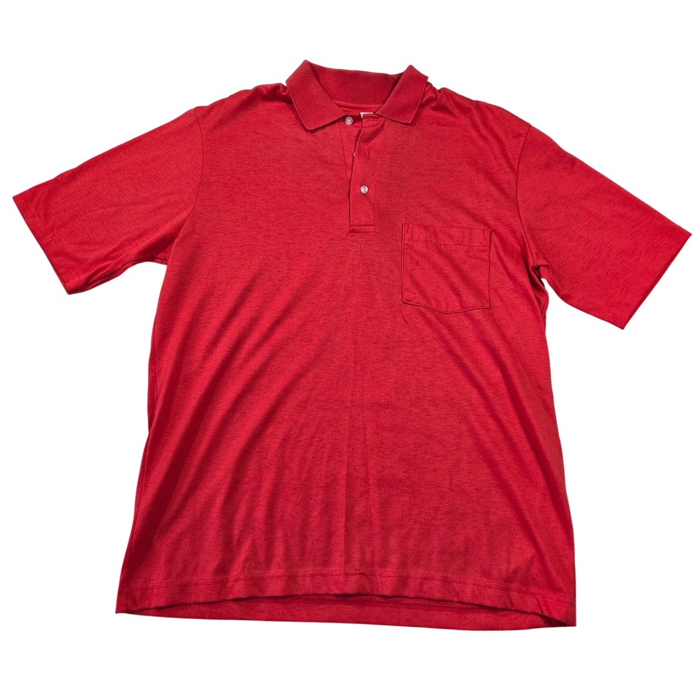 Vintage Hartwell Red Polo Shirt Men L Made USA Short Sleeve Pocket Single Stitch